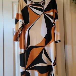 Eva Varro Long Sleeve Dress in Black, White, and Orange